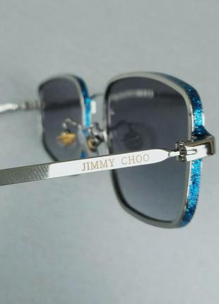 Jimmy choo окуляри жіночі сонцезахисні стильні вузькі чорні з синім7 фото