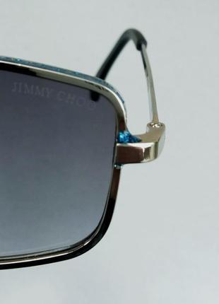 Jimmy choo очки женские солнцезащитные стильные узкие черные с синим9 фото