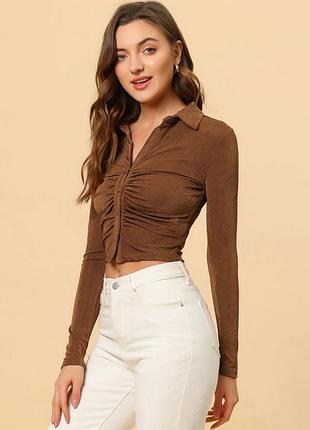 Кофта рубашка топ в рубчик primark
