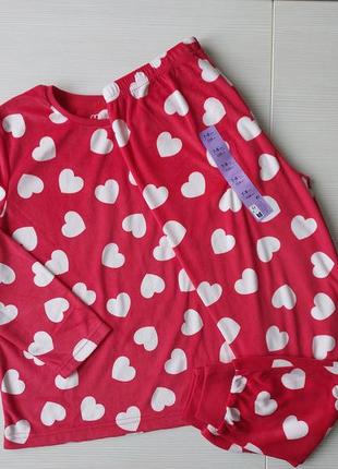 Пижама для девочки сердечки, пидюжама велюр, теплая пижамка примарк.