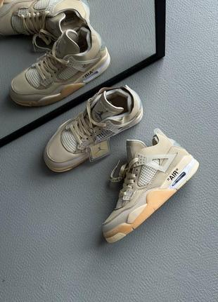 Кросівки off-white x nike air jordan 4 retro sail wmns9 фото