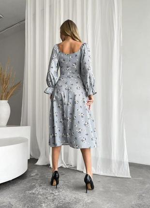 Жіноча міді сукня арт: 40/36/006 плаття софт вільного крою квітковий принт (42 44 46 48  розмір)6 фото