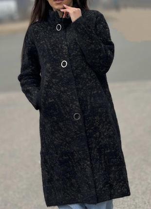 Жіночий кардиган/пальто альпака подовжений двоколірний.