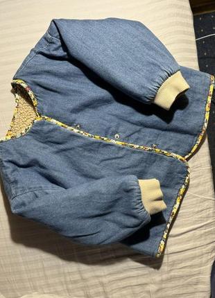 Zara двусторонняя куртка шерпа джинсовка2 фото
