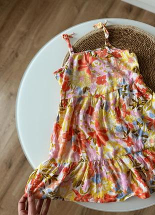 Летнее пляжное яркое платье в цветы сарафан 5-6р 6-7р5 фото