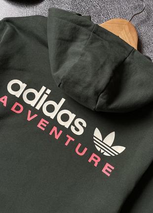 Мужской темный зеленый худи кофта с капюшоном реглан баллахон adidas adventure оригинал размер xs - s4 фото