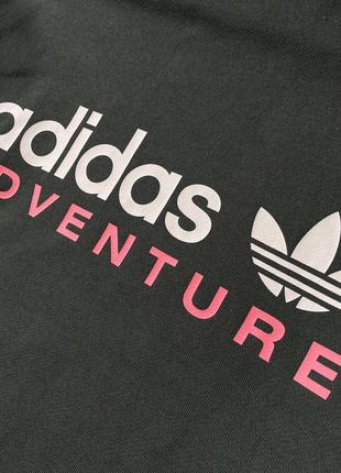 Мужской темный зеленый худи кофта с капюшоном реглан баллахон adidas adventure оригинал размер xs - s5 фото