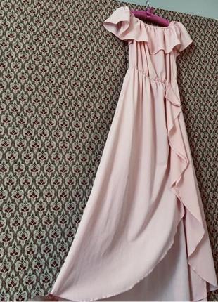 Сукня міді максі довгий сарафан відкриті плечі волан рюша