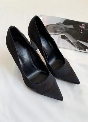 Туфли, базовые, на каблуках, черные, бершка, bershka7 фото