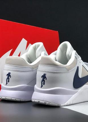 Nike triavis scott jordan кроссовки мужские найк джордан осенние весенние демисезонные демисезон высокие топ качество кожаные замшевые белые с синим4 фото
