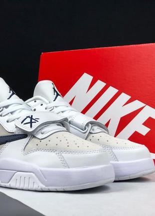 Nike triavis scott jordan кроссовки мужские найк джордан осенние весенние демисезонные демисезон высокие топ качество кожаные замшевые белые с синим3 фото