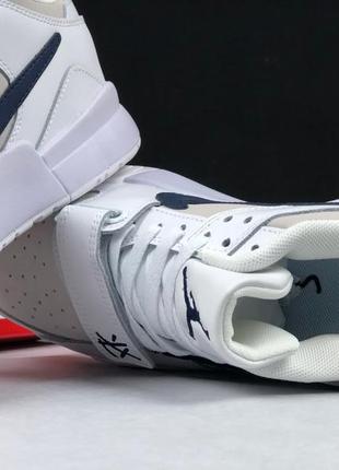 Nike triavis scott jordan кроссовки мужские найк джордан осенние весенние демисезонные демисезон высокие топ качество кожаные замшевые белые с синим6 фото