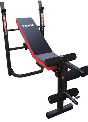 Лава тренувальна york fitness aspire 120 складана зі стійкою під штангу.1 фото