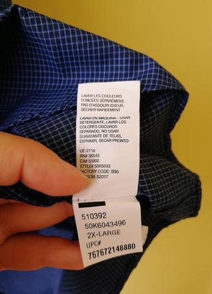 Брендовая рубашка мужская в клетку синяя van heusen большой размер батал7 фото