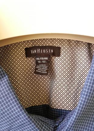 Брендовая рубашка мужская в клетку синяя van heusen большой размер батал5 фото