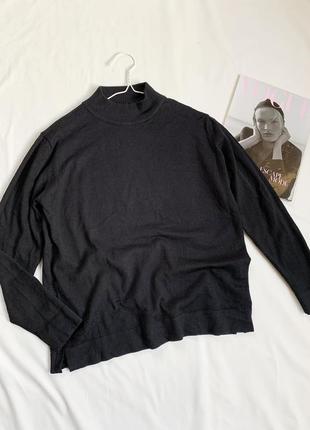 Свитер, кофта, джемпер, базовый, черный, шерсть, gelco