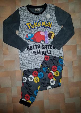 Теплый комплект флис pokemon, пижама primark 7-8 лет 128 см