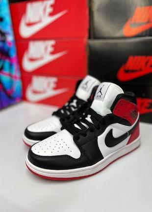 Nike air jordan 1 hight black, red, white (топ якість).