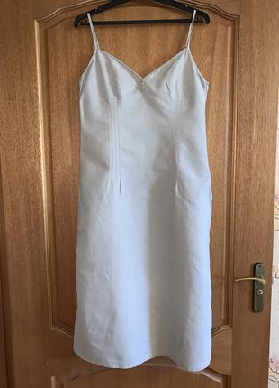Льняний сарафан / лляне плаття 👗 на тоненьких бретелях 🌿