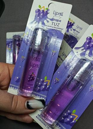 Бальзам для губ зволожуючий tuz lip oil прозорий, grape2 фото