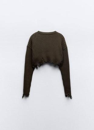 Ууороченый трикотажный свитер зара с потертостями3 фото