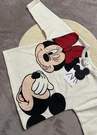 Zara disney minnie mouse скоро кофточка двухниточка петелька цвет молочный1 фото