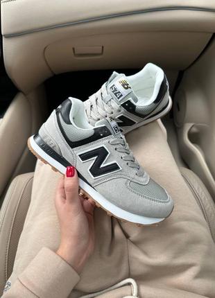 Кросівки жіночі new balance 574 light grey on beige