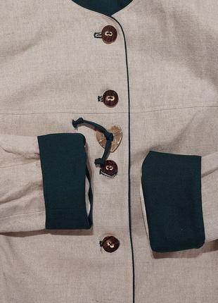 Винтажный австрийский льняной пиджак жакет удлиненный с сердечком6 фото