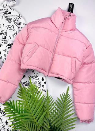 Нежно розовый укороченый дутик куртка барби
