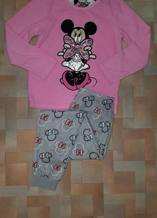 Теплый яркий комплект флис minnie mouse disney, пижама минни primark 7-9 лет 128-134 см