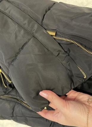 Пальто куртка пуховик черный с мехом стеганный5 фото