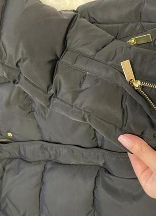 Пальто куртка пуховик черный с мехом стеганный6 фото