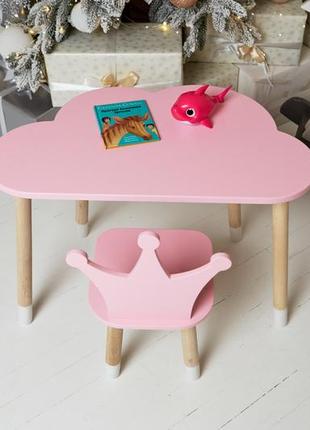 Детский столик тучка и стульчик коронка розовая. столик для игр, уроков, еды3 фото