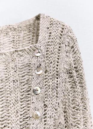 Асимметричный ажурный трикотажный свитер6 фото