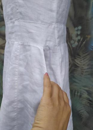 Белоснежное платье миди хлопок +лен,льняное3 фото