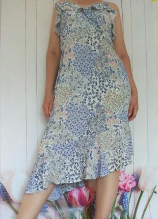 Сарафан з асиметричним низом, сукня в квітковий принт, плаття з рюшами5 фото