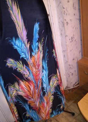 Стрейч,трикотажный-масло,яркое,красивейшее,длинное платье-сарафан в "перья павлина",англия4 фото