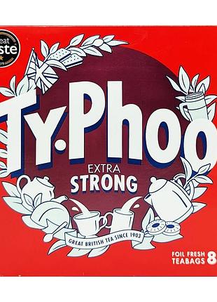 Крепкий черний английский чай в пакетиках ty-phoo extra strong, великобритания, 80 пакетов
