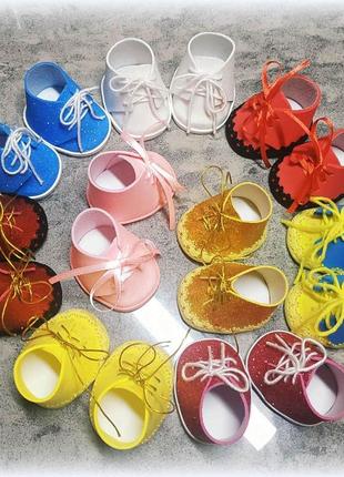 Обувь, ботинки из фоамирана для интерьерных текстильных кукол на размер стельки 4,5 х 3,5 см. цвет малиновый4 фото