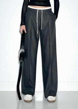 Штани wide-leg із подвійним поясом