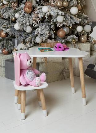Белый столик тучка и стульчик зайчик детский розовый. белоснежный детский столик10 фото