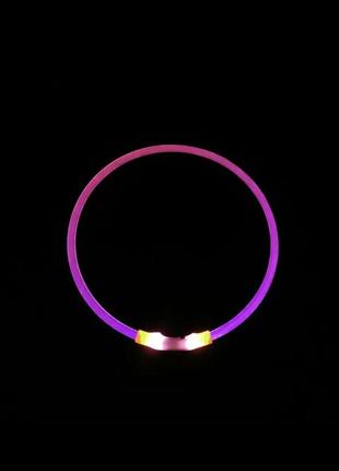 Ошейник светящийся led для собак и кошек розовый 35 см + usb3 фото