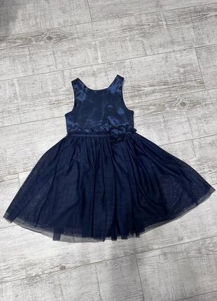 Платье синее на девочку пышное h&m с блестящей фатиновой юбкой5 фото