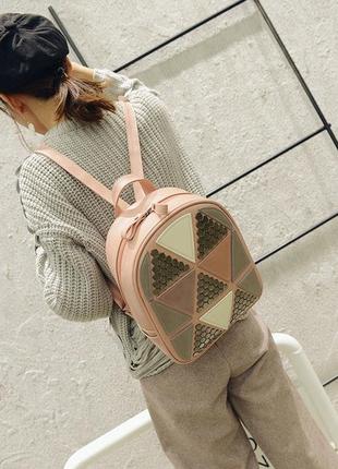 Стильный женский рюкзак розовый6 фото