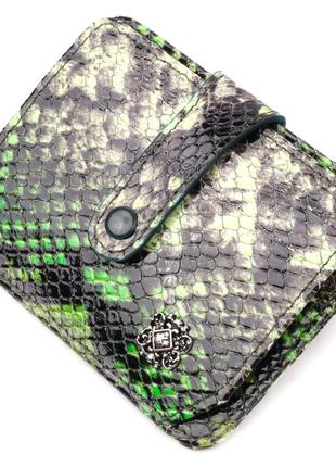 Візитниця з натуральної фактурної шкіри під змію karya 20966 зелений