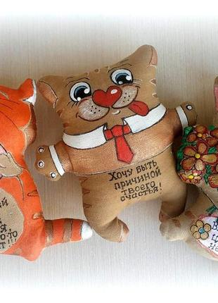 Кофейная примитивная чердачная игрушка ручная работа кот с колбасой. подарок. сувенир....