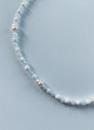 Ожерелье из бисера с жемчугом2 фото