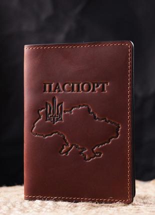 Обложка на паспорт в винтажной коже карта grande pelle 16772 светло-коричневая5 фото