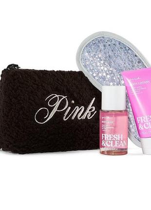 Подарочный набор оригинал fresh & clean victoria's secret pink виктория сикрет косметичка, маска, мист, лосьон