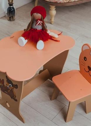 Вау!детский стол!стол-парта с крышкой облачко и стульчик фигурный.подарок!подойдет для учебы, рисования, игры